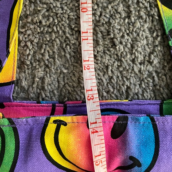 NWT Bunk Junk Neon Multicolor Smiley Face Medium Size Retro Colorful Tote Bag - Picture 15 of 15